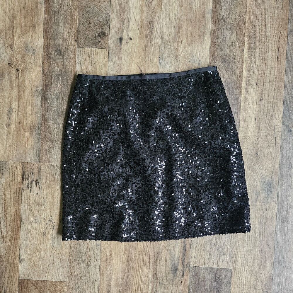 J Crew Black Sequin Mini Skirt 00 Indie Sleaze Party Glam Holiday...